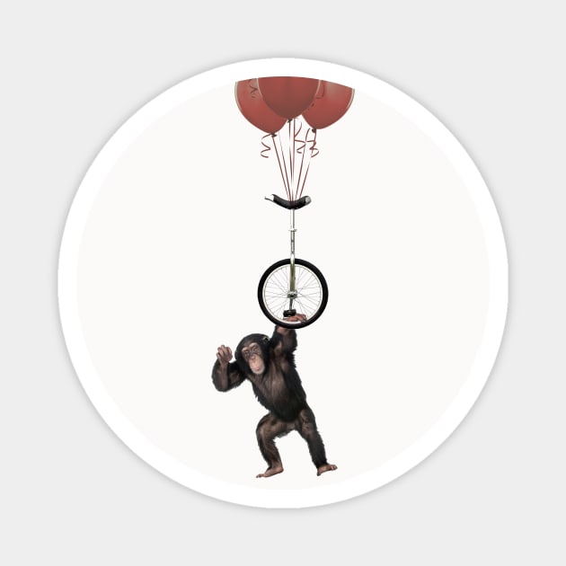 Unicycle monkey and balloons 01 Magnet by Vin Zzep